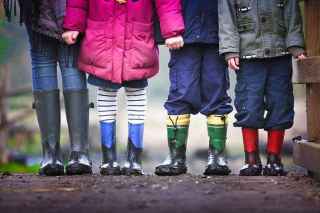 Kids wearing gumboots